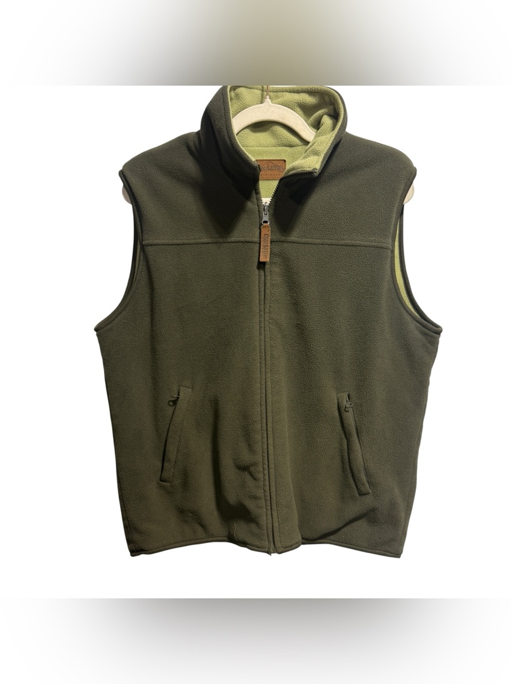 Pendleton VTG Reversible Green Fleece Vest Size L Zip Lime Green Forest Gorpcore
